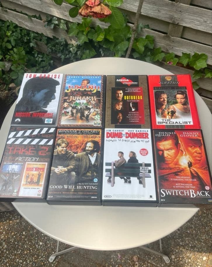 8 VHS-videobanden: Mission: Impossible, Jumanji, Dumb & Dumb, Ophalen of Verzenden, Actie en Avontuur, VHS, Gebruikt
