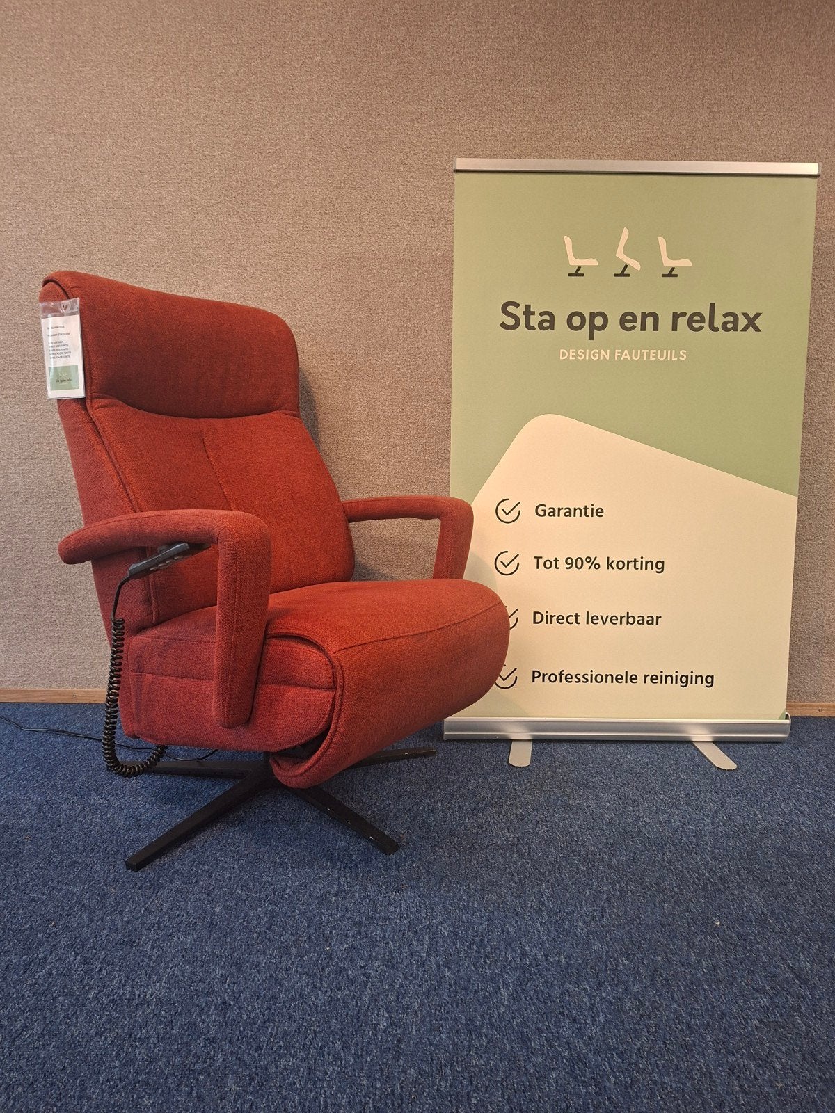 sta op relax fauteuil Prominent Stockholm ZGAN extra luxe., Minder dan 75 cm, Hoofdstraat 60 Schijndel, Ophalen of Verzenden, Zo goed als nieuw