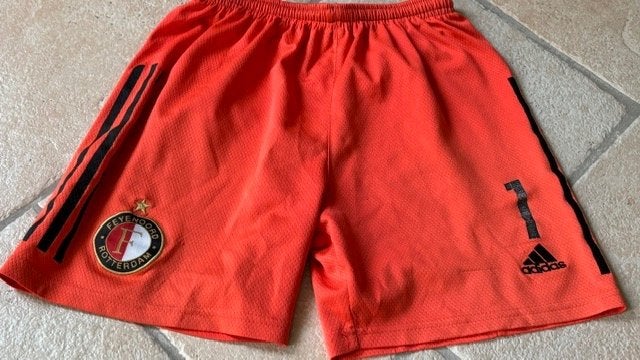 Korte voetbal broek, voetbalbroek oranje maat 146/152, Ophalen of Verzenden, Gebruikt, Jongen of Meisje, Broek