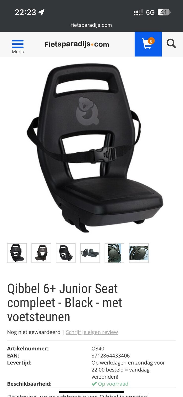 Fietszitje fietsstoeltje Qibbel 6+ Junior Seat voetsteunen, Fietsen en Brommers, Fietsaccessoires | Fietsstoeltjes, Ophalen, 15 t/m 36 kg