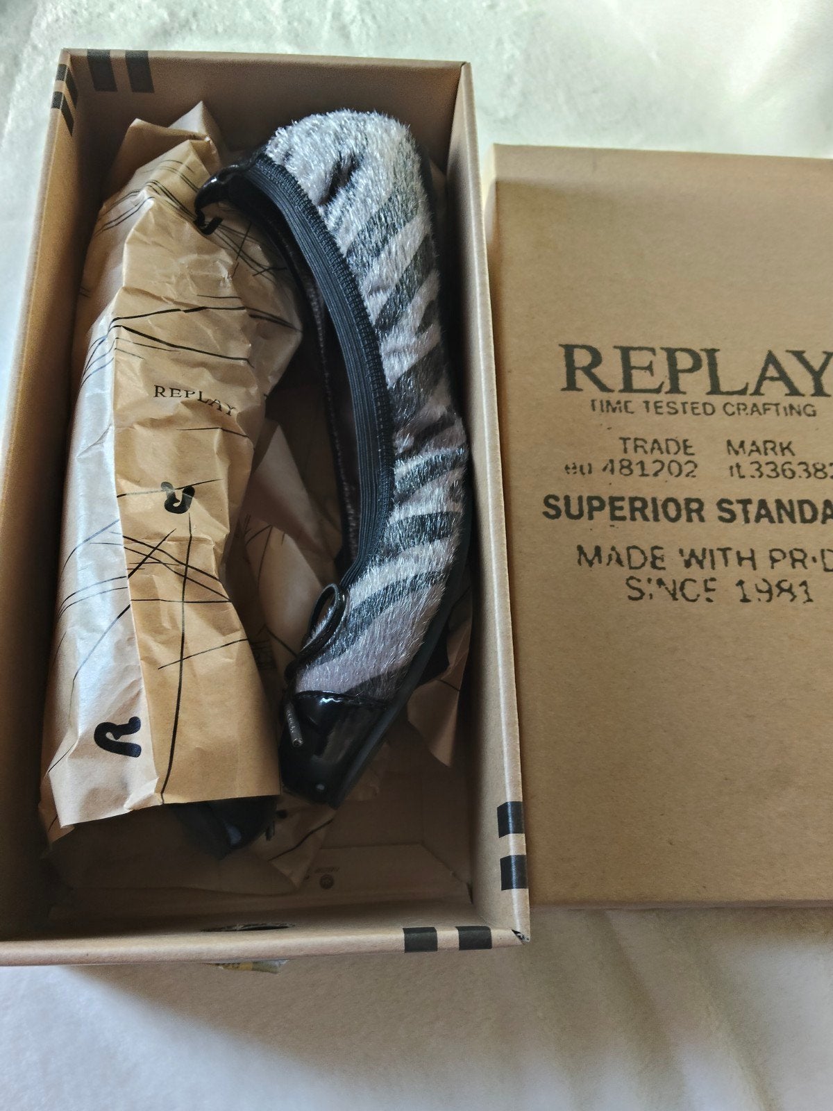 Replay Ballerina's Zebraprint Maat 38 Nieuw in Doos, Zwart, Nieuw, Replay, Ballerina's