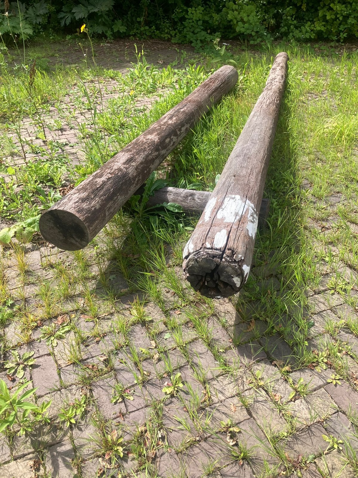 Ronde hardhouten palen, Aanmeerpalen, steigerpalen, veranda, Ophalen, Gebruikt, Palen, Hardhout