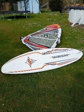 Coole windsurfset! Compleet! Koopje! JP Simmer, Watersport en Boten, Met mast, Gebruikt, 5 tot 6.5 m², Minder dan 250 cm