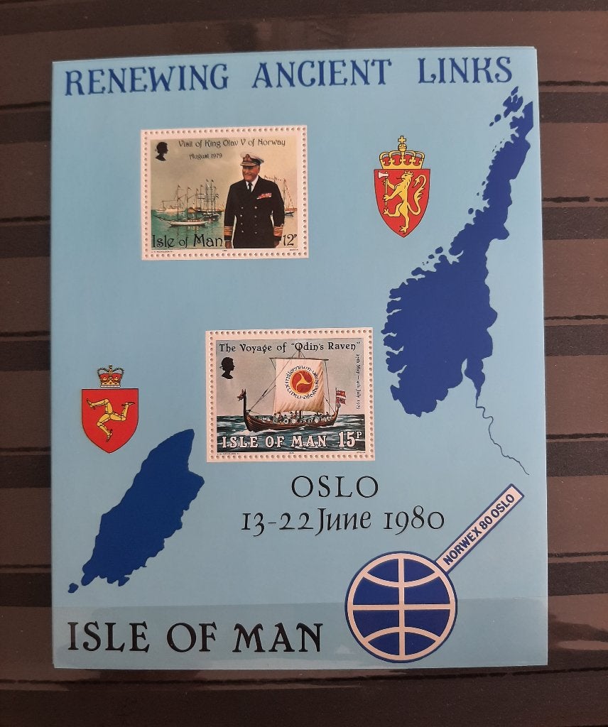 Postzegelvel Isle of Man 1980 Bezoek Koning Olav Noorwegen, Ophalen, Postfris