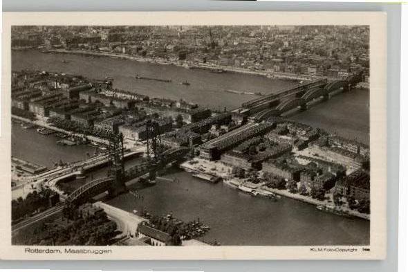 Rotterdam Maasbruggen KLM Luchtfoto, Verzenden, 1920 tot 1940, Ongelopen, Zuid-Holland