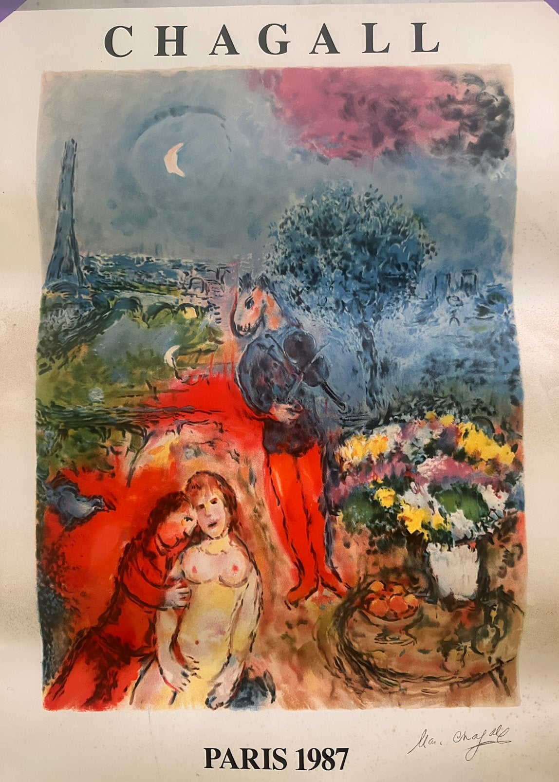 Marc Chagall litho Paris 1987 ‘ Serenade’, Antiek en Kunst, Personages en Fantasiefiguren, Ophalen of Verzenden, Lithografie, Gesigneerd in de plaat