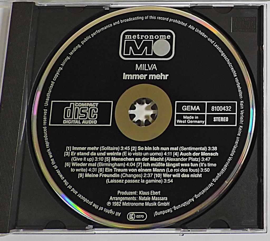 CD Metronome Black Face W-Germany Milva Immer mehr 1983, Ophalen of Verzenden, Zo goed als nieuw