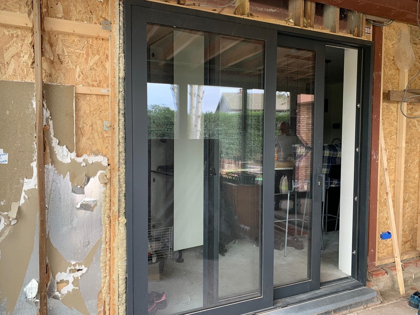 Aluminium schuifdeur Reynaers zwart RAL7021 incl. dorpel, Doe-het-zelf en Verbouw, Ophalen, 225 cm of meer, Aluminium, Zo goed als nieuw
