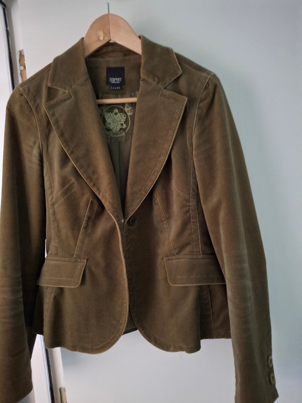 Esprit Collection Jasje groen. Velours Maat 36 (S), Kleding | Dames, Ophalen of Verzenden, Zo goed als nieuw, Maat 36 (S), Groen