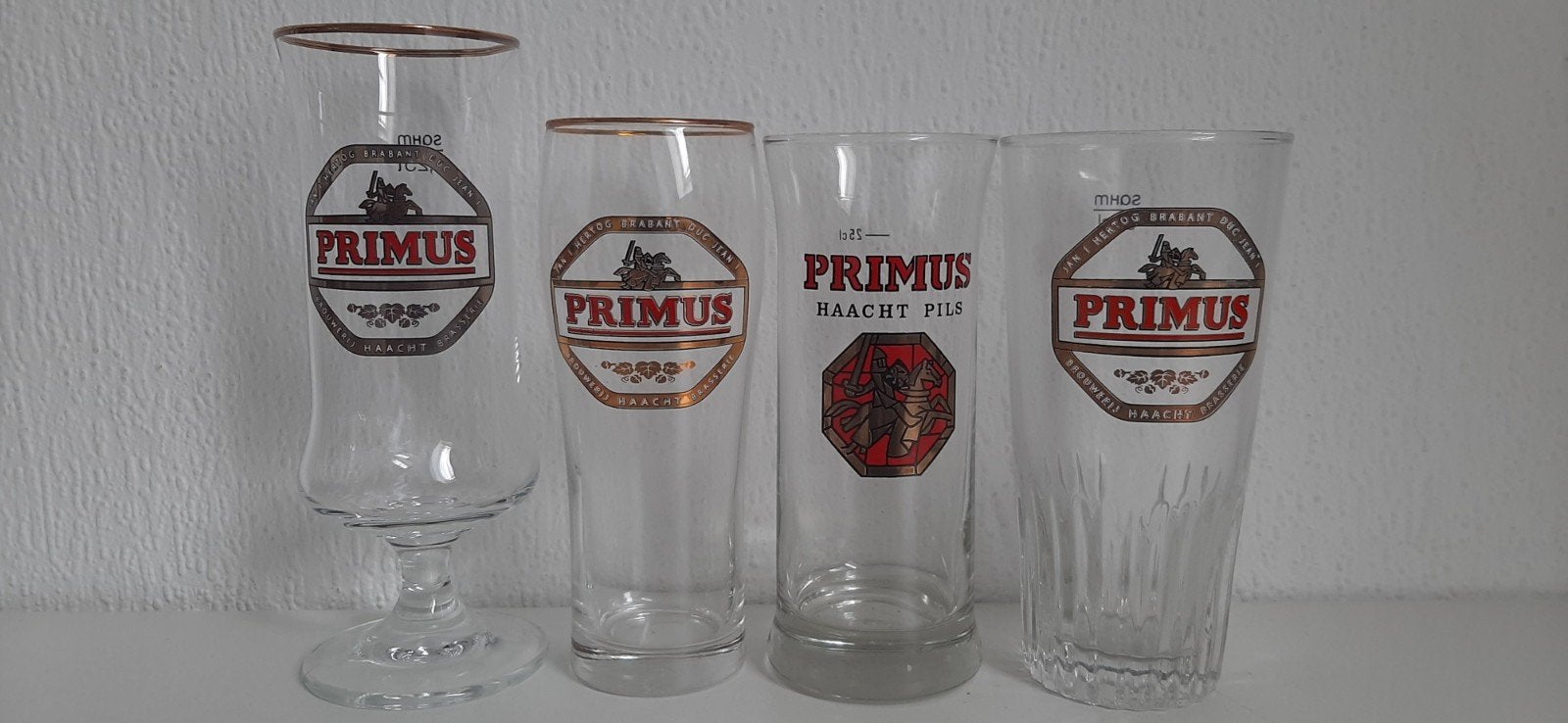 Set van 4 Primus Haacht Pils bierglazen, Ophalen of Verzenden