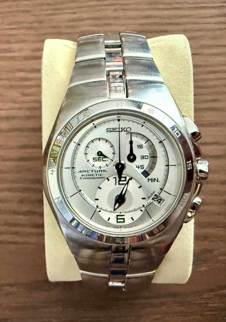 Seiko Arctura Kinetic Chronograph SNL001P, Staal, Polshorloge, Ophalen of Verzenden, Zo goed als nieuw