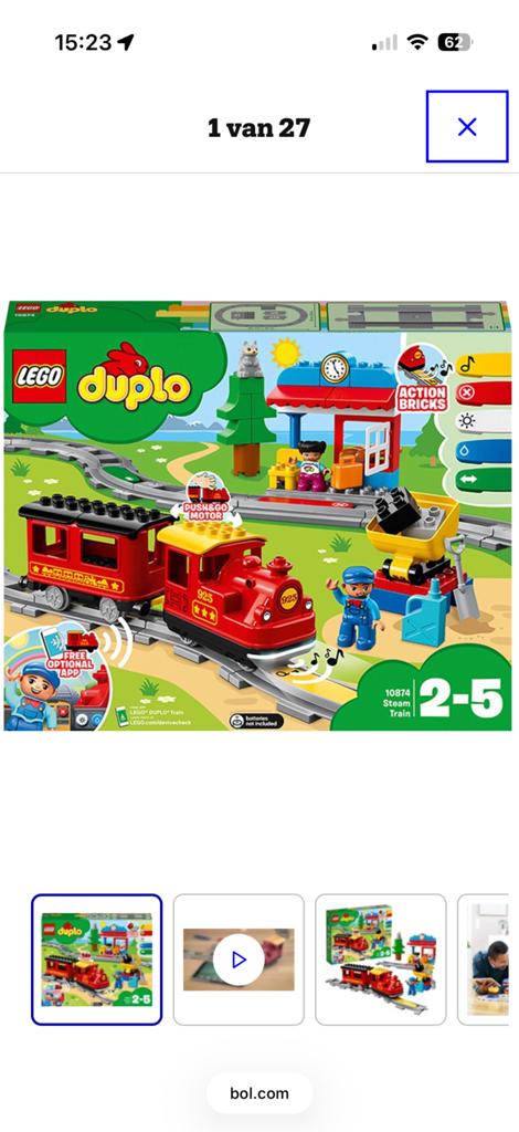 LEGO Duplo Stoomtrein 10874 met rails en figuren, Ophalen, Inclusief minifiguren, Zo goed als nieuw, Duplo