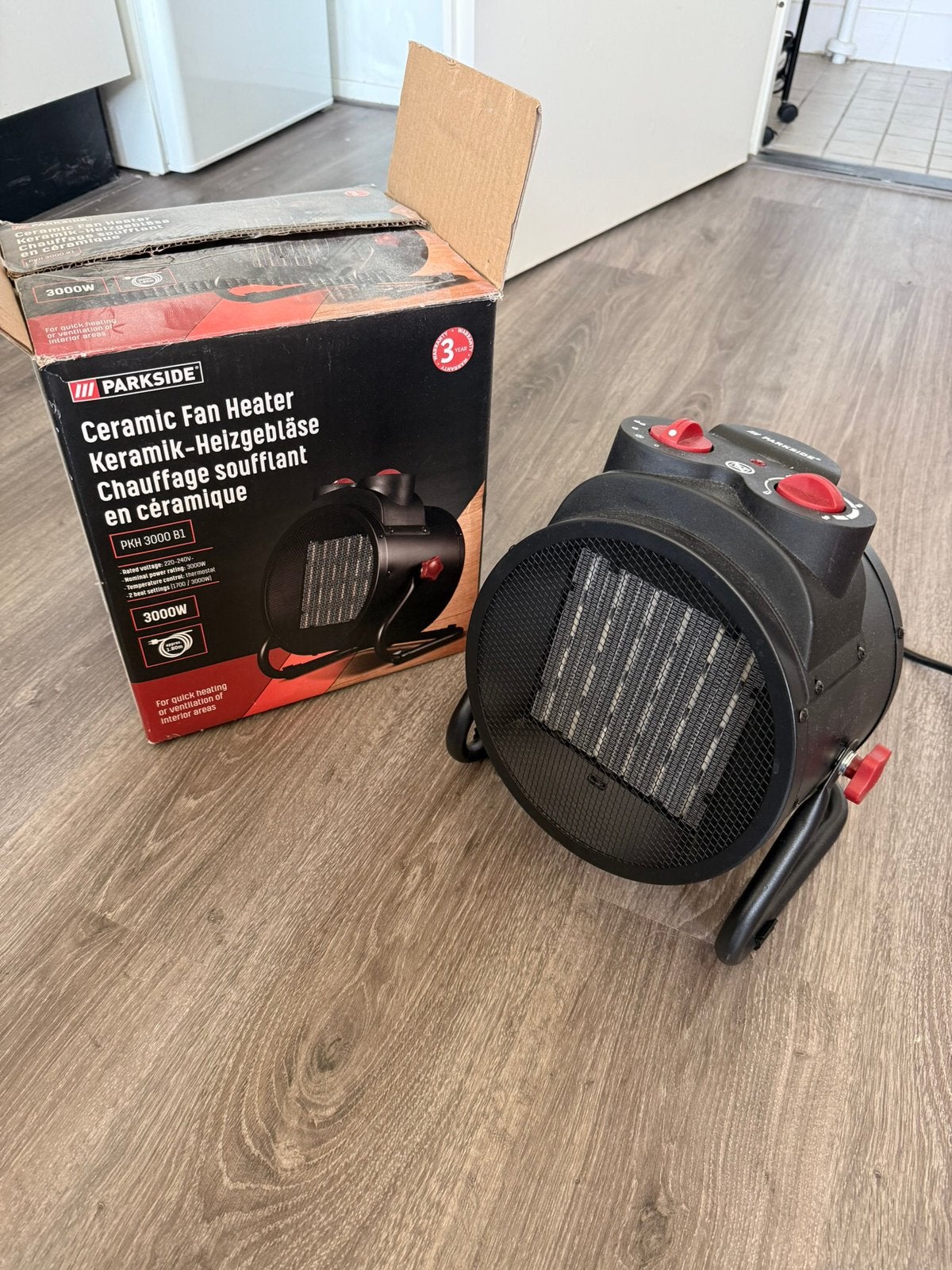 Parkside keramische ventilatorkachel 3000W – incl. doos, Ophalen, Zo goed als nieuw, Elektrisch, Overige soorten
