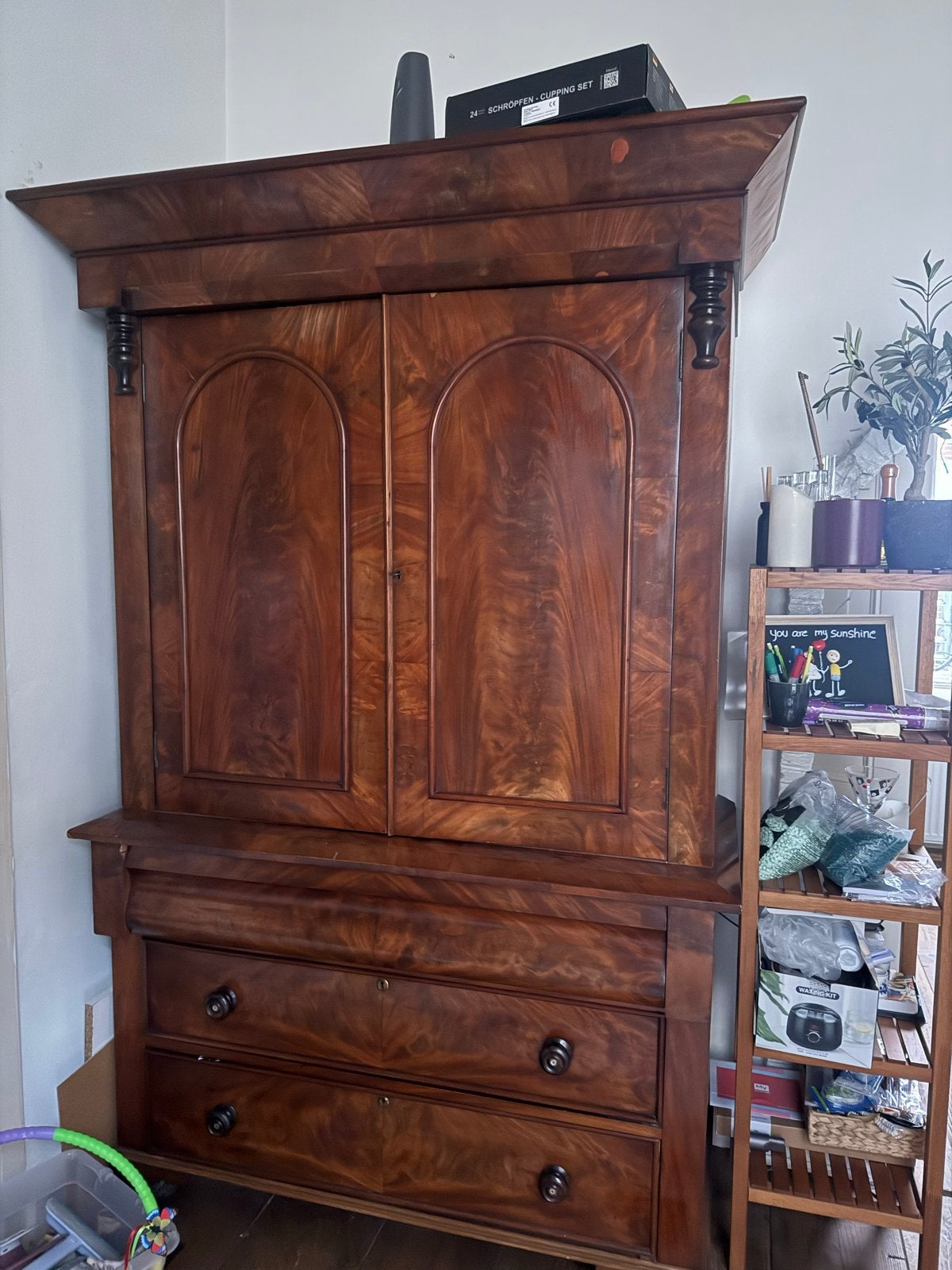 Antieke mahoniehouten kast met lades, Antiek en Kunst, Ophalen