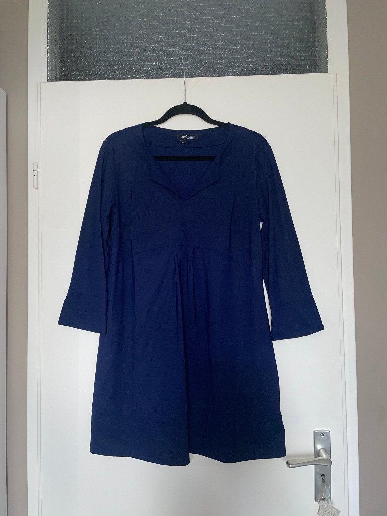 LaDress by Simone basic blauwe travelstof tuniek blouse mt M, Maat 38/40 (M), Blauw, Ophalen of Verzenden, Zo goed als nieuw