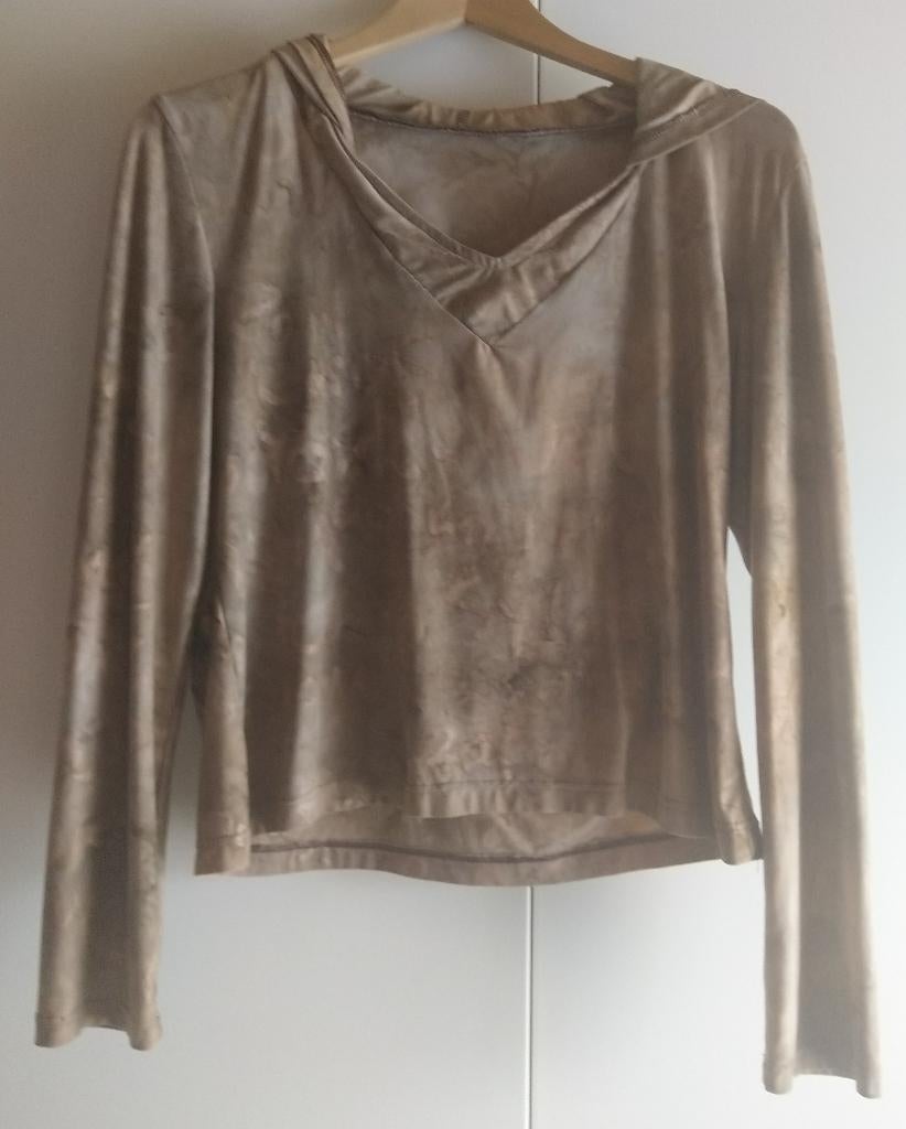 Te koop aangeboden: Dames Shirt met capuchon  , Maat 38/40 (M), Bruin, Ophalen of Verzenden, Zo goed als nieuw