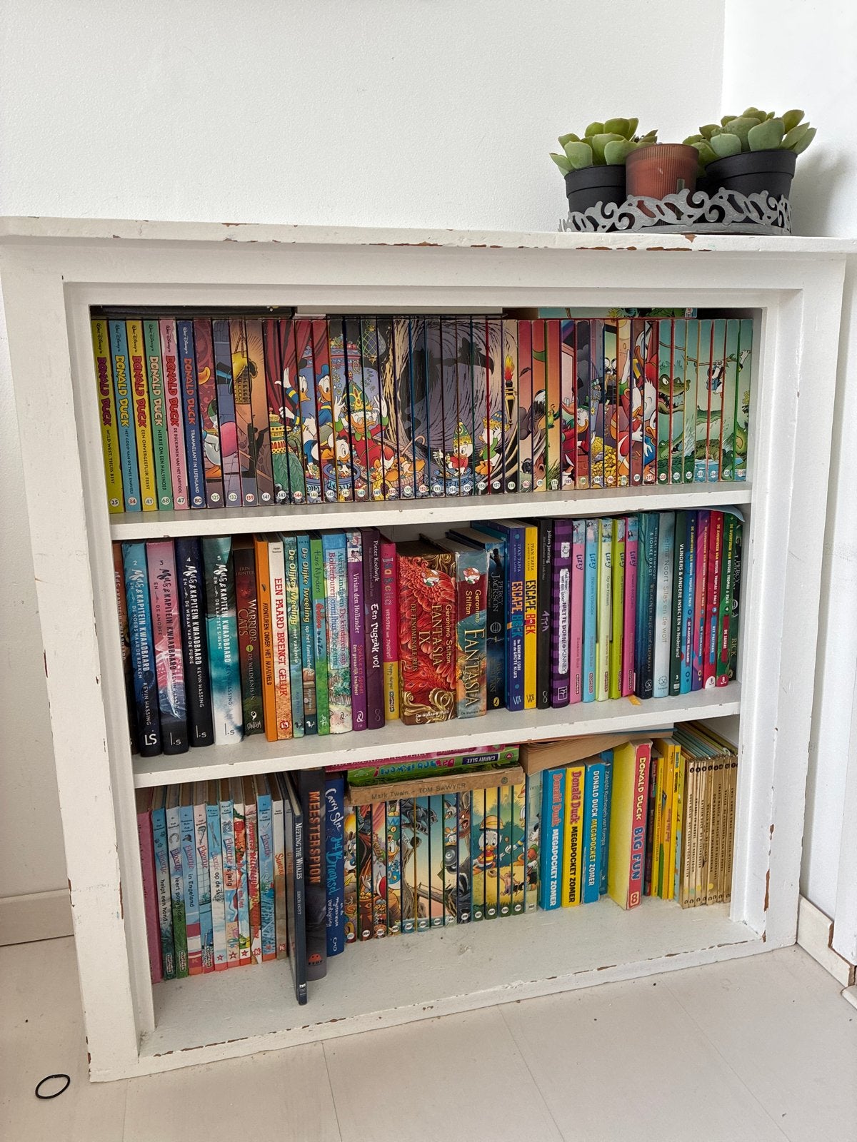 Boekenkast wit, 100x100 cm, opknapper, Ophalen, Gebruikt, 100 tot 150 cm, Met plank(en)