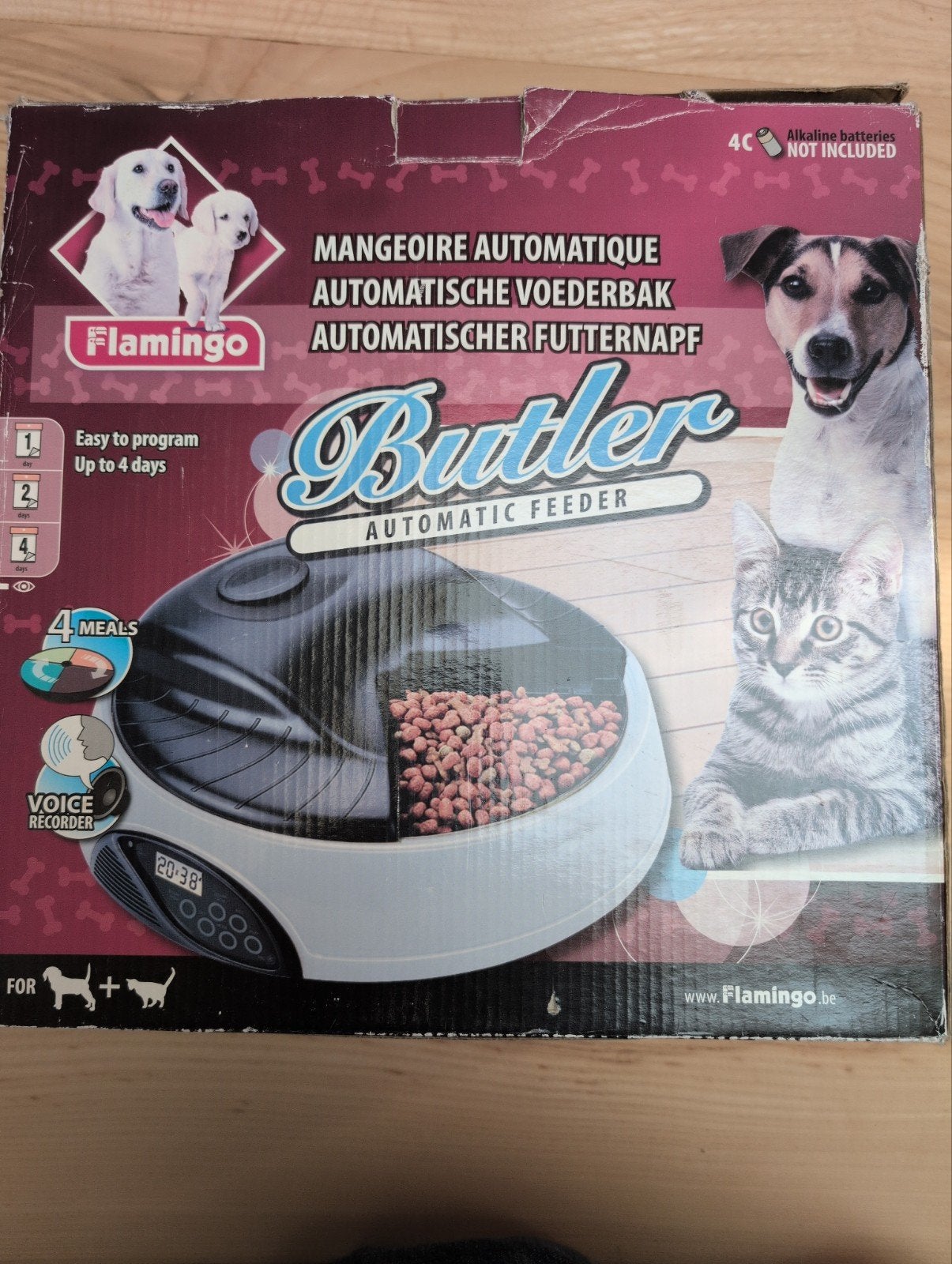 Flamingo Butler automatische voederbak. 4 maaltijden., Ophalen of Verzenden, Automatisch, Gebruikt