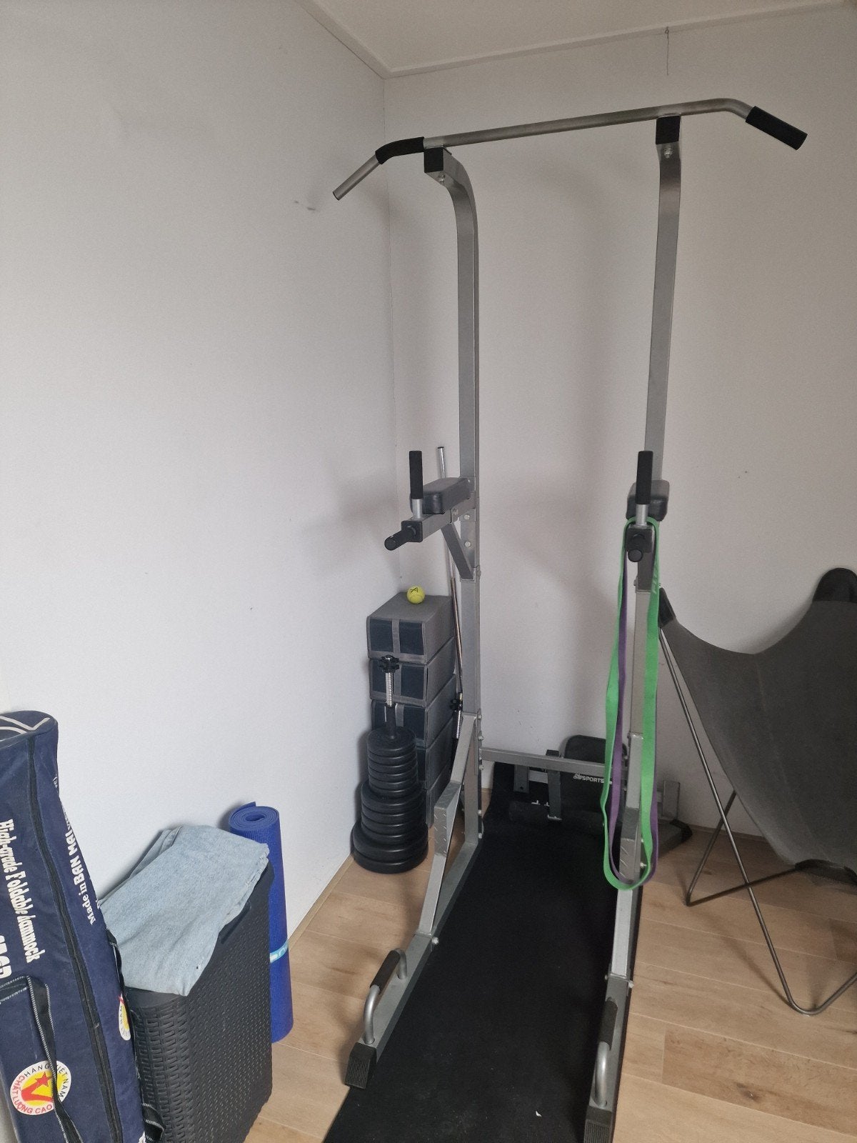 Sportrek + 30 kg gewichten + elastieken, Ophalen, Zo goed als nieuw, Armen, Dumbbell