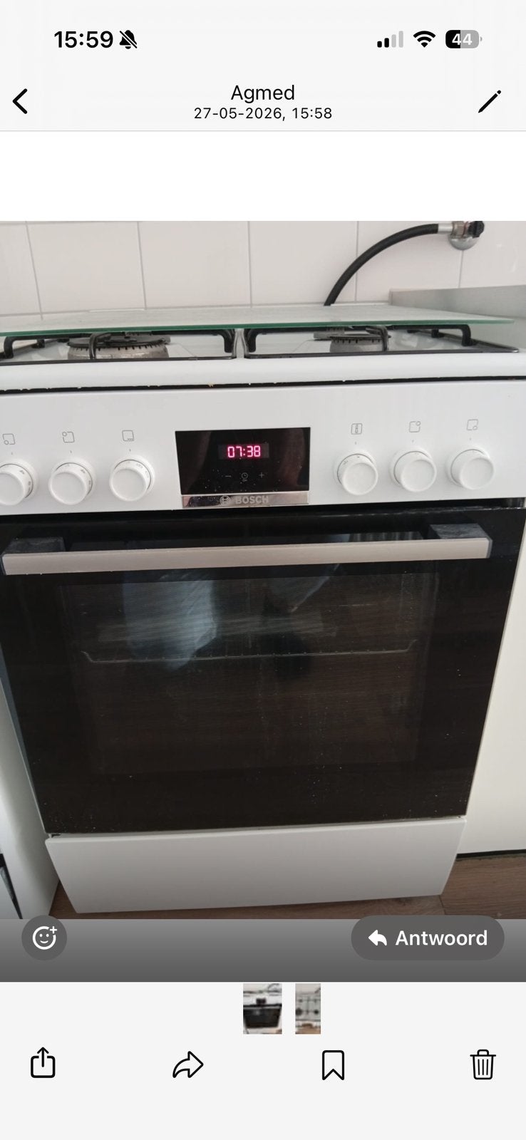 Bosch gasfornuis, Witgoed en Apparatuur, Fornuizen, Zo goed als nieuw, Gas, Vrijstaand, 85 tot 90 cm