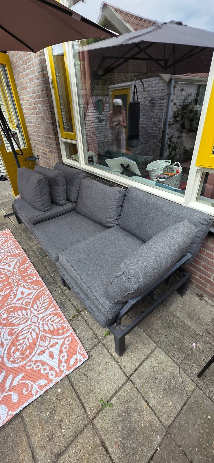 Loungeset kussens antraciet – complete set – nette staat, Huis en Inrichting, Ophalen, Grijs, Rechthoekig