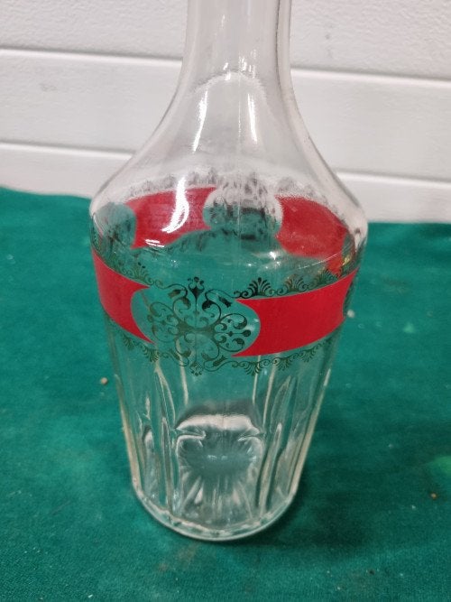 karaf glas met goud rode band, Ophalen of Verzenden, 'T Olde Gre-j, Info@toldegrej.nl, Endepoelstraat 20f Didam