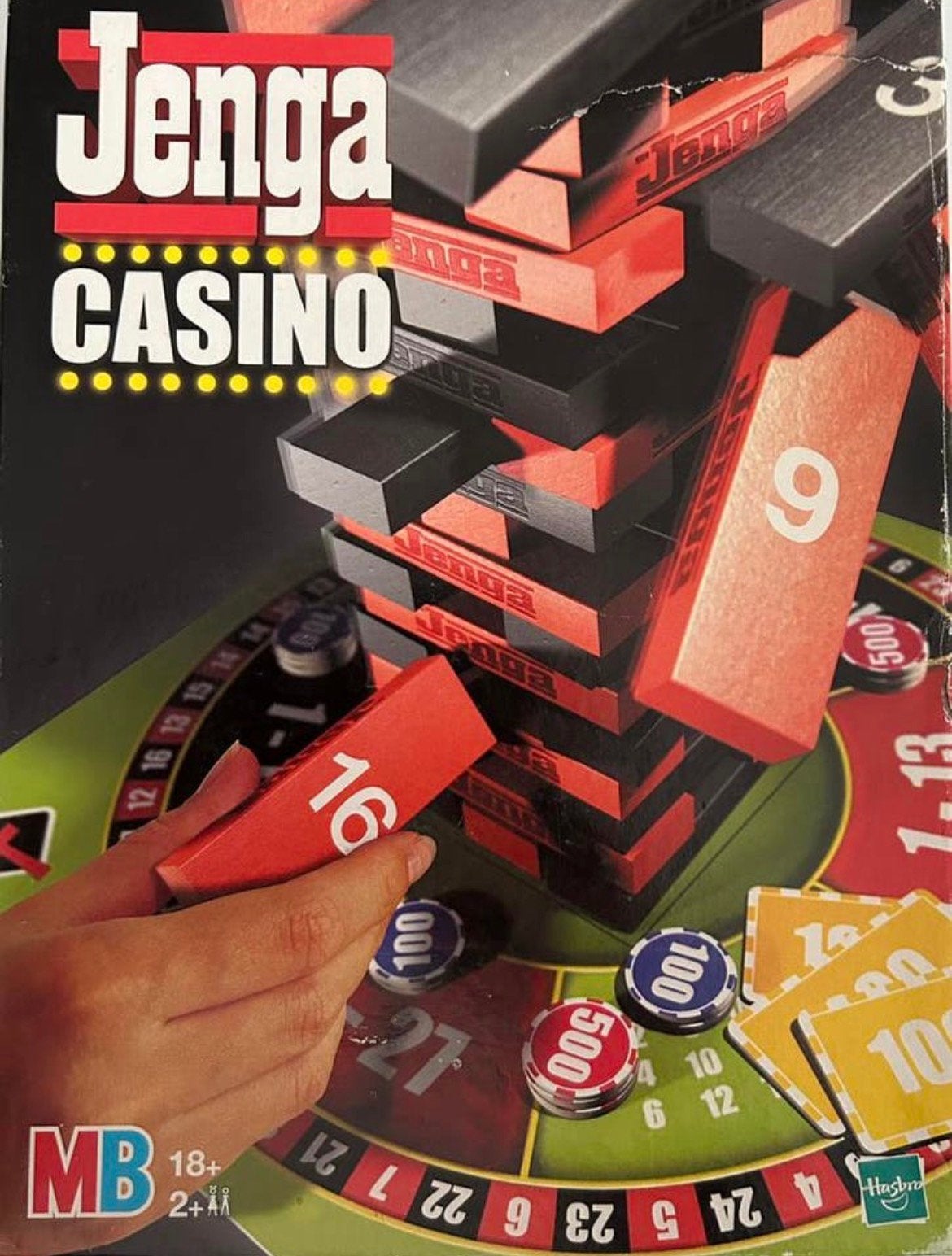 Origineel JENGA casino spel van Hasbro MB, Vijf spelers of meer, Ophalen of Verzenden, Zo goed als nieuw