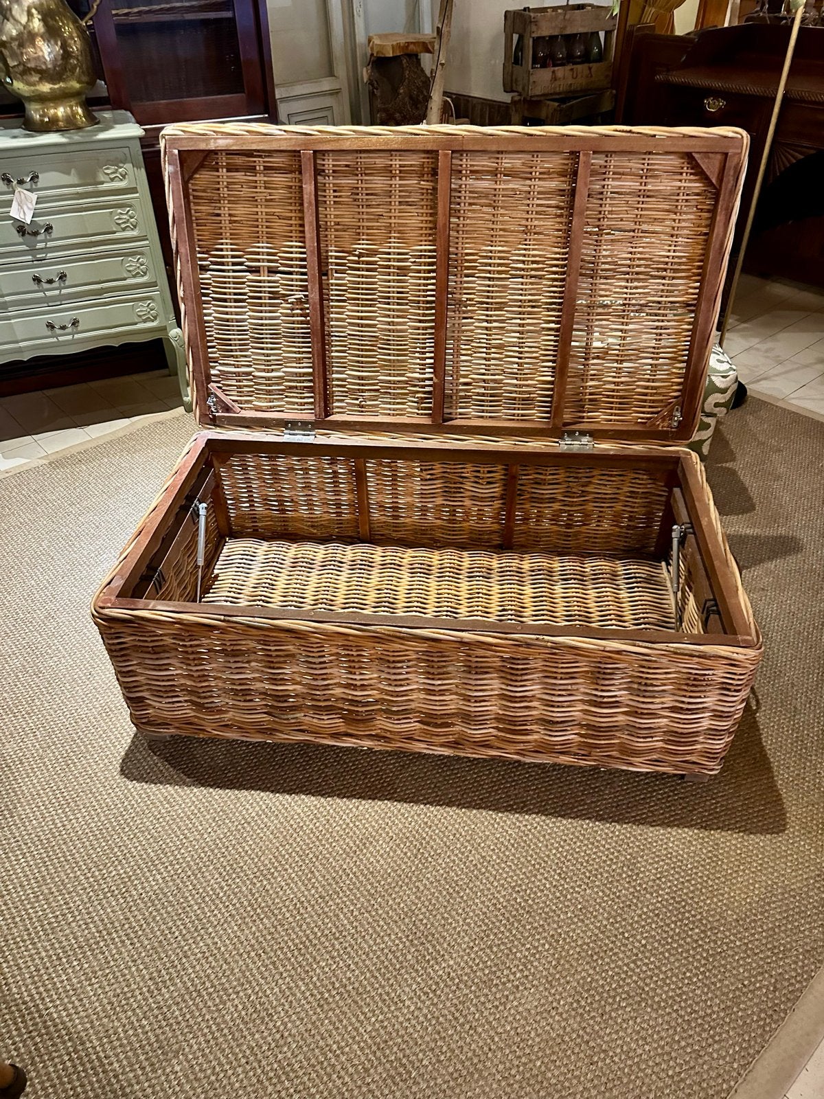 Rotan mand / kist - Vintage opbergkist of salontafel, Ophalen, Overige materialen, Gebruikt, 100 tot 150 cm