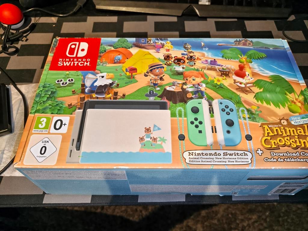 Nintendo Switch Animal Crossing Editie + joycons + case, Ophalen of Verzenden, Zo goed als nieuw, Eén computer, 3 spelers of meer
