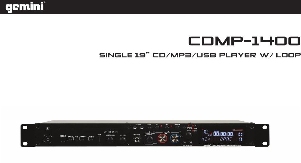 Gemini CDMP-1400 professional CD/MP3/USB player, Ophalen of Verzenden, Zo goed als nieuw, Dj-set, Overige merken