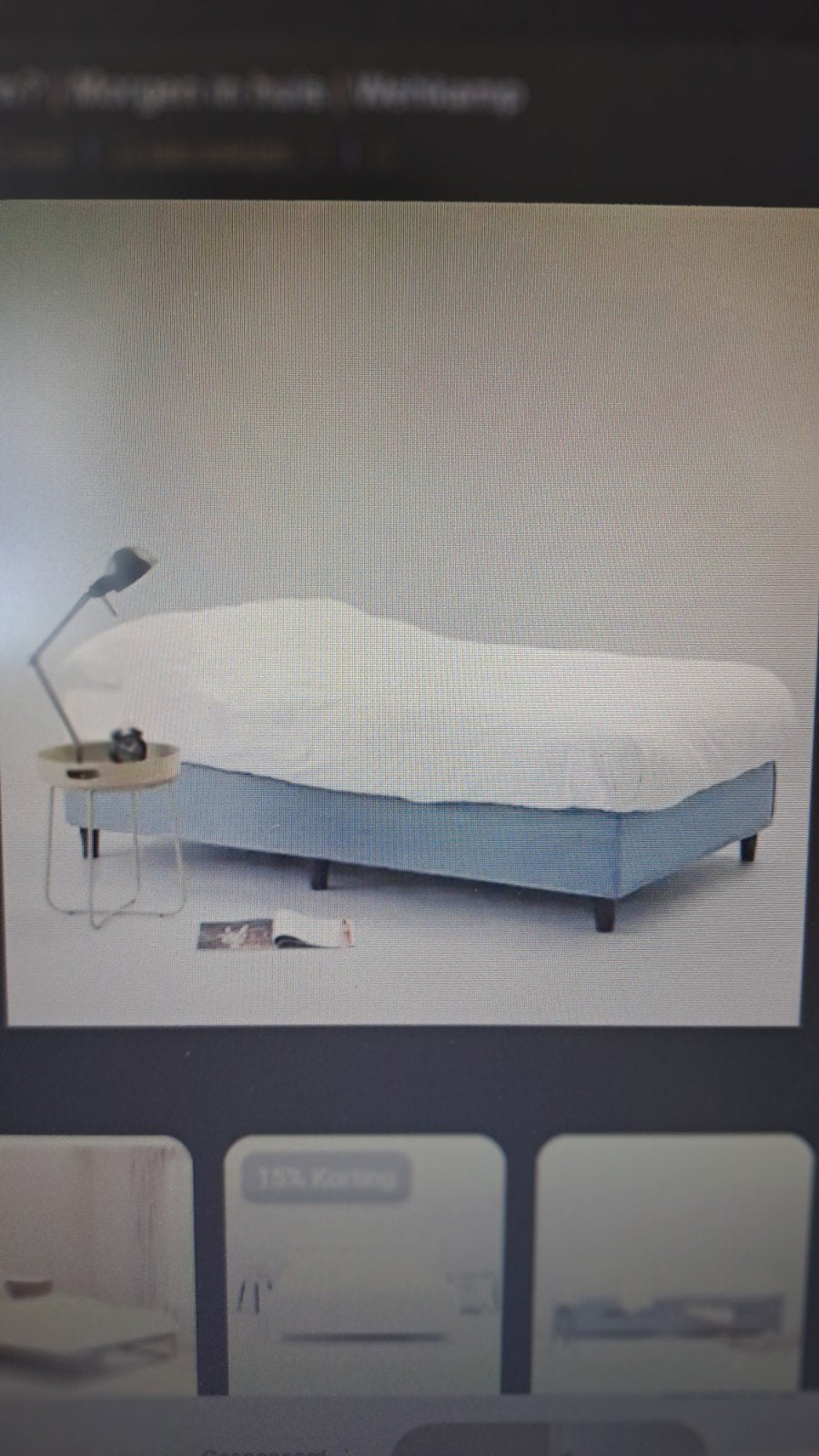 Boxspring 1 persoons in jeansblauwe kleur * ZGAN, Ophalen, Zo goed als nieuw, Eenpersoons, 90 cm