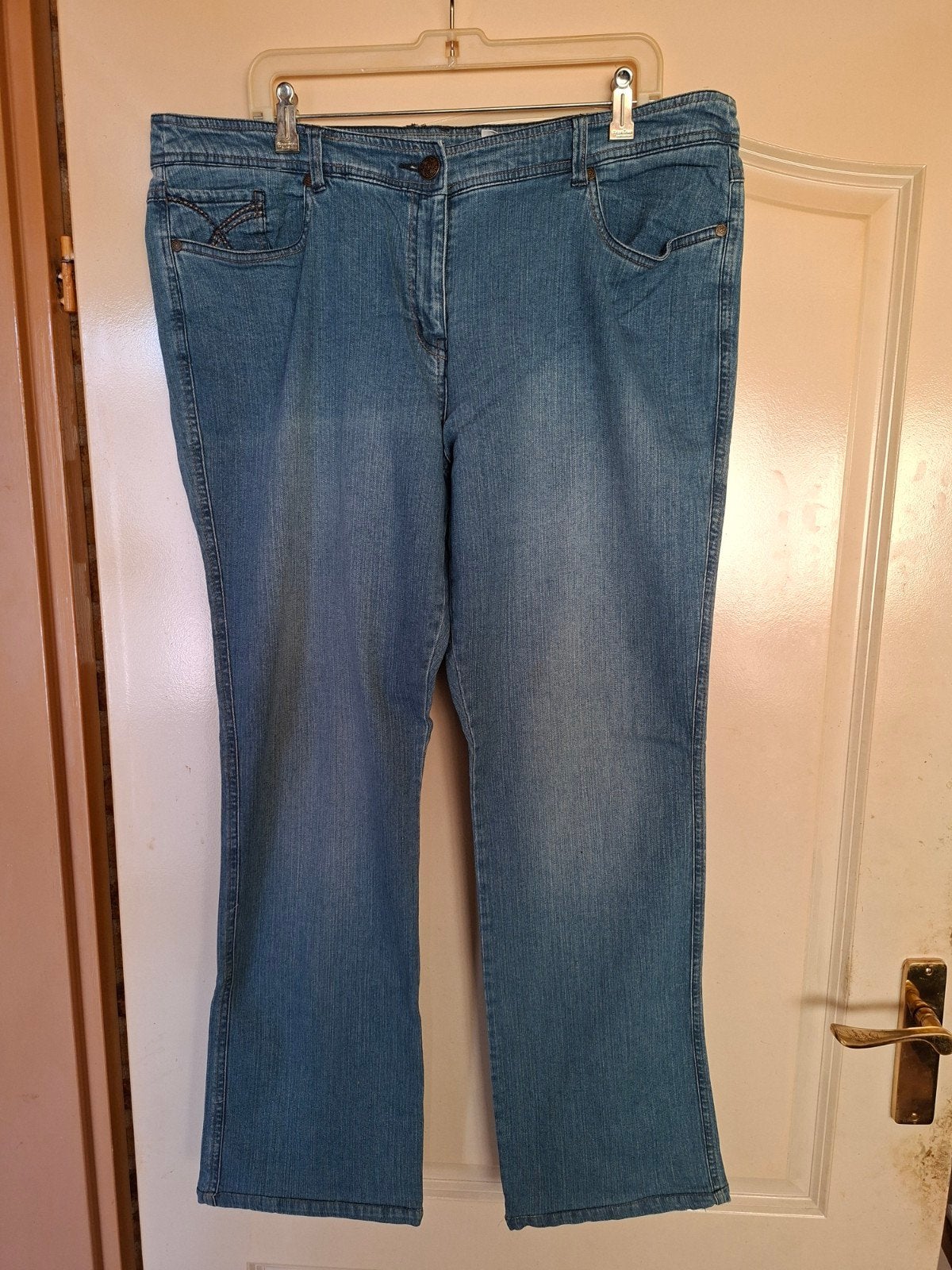 dames jeans mt. 50, Ophalen of Verzenden, Zo goed als nieuw, Blauw, Overige jeansmaten