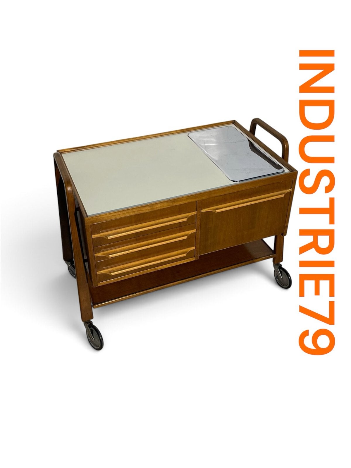 Teak Houten Serveerwagen vintage Artdeco retro bijzettafel, Ophalen