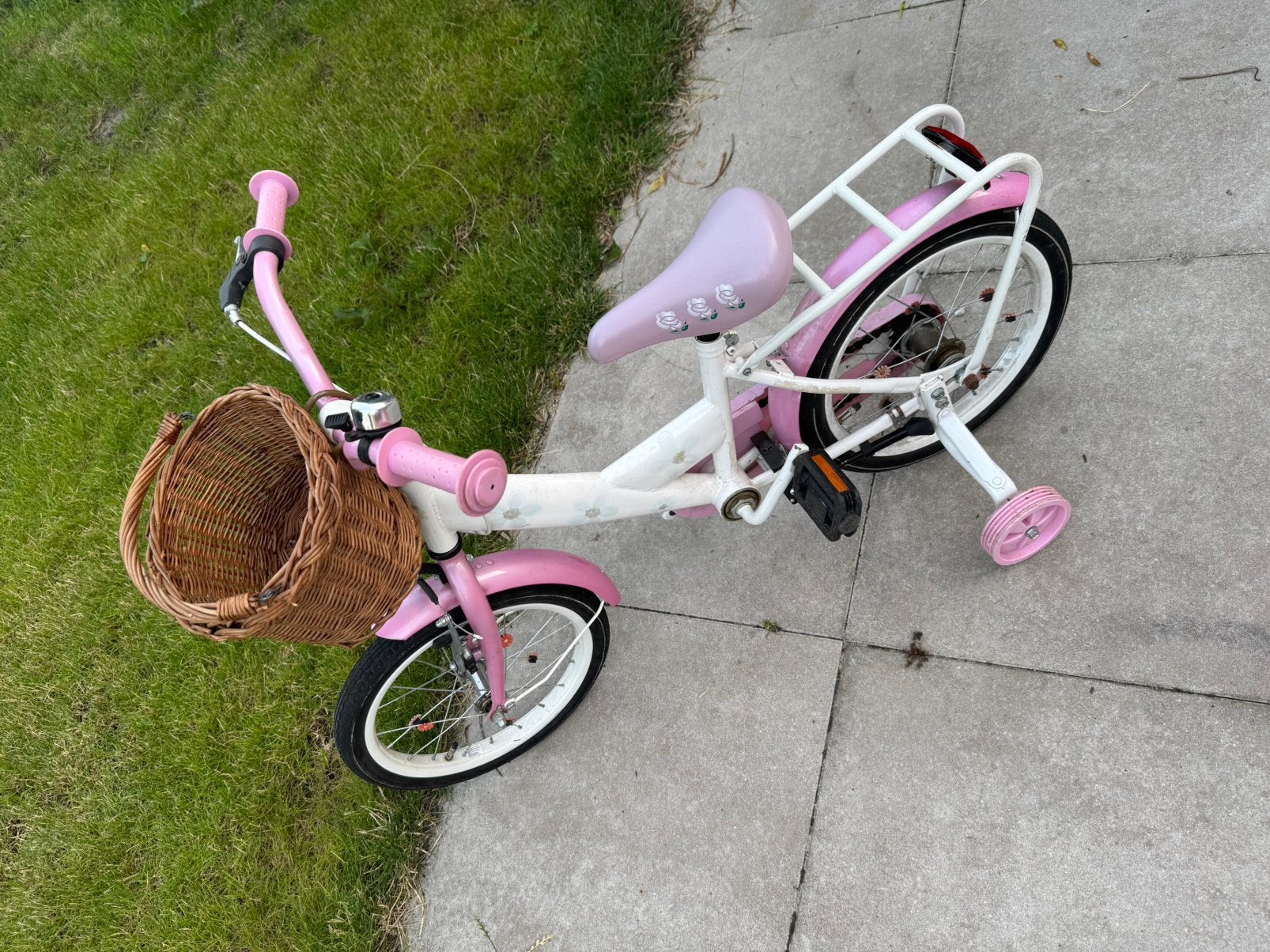 Kinderfiets meisje 14 inch met zijwieltjes, Ophalen, Gebruikt, 14 inch of minder