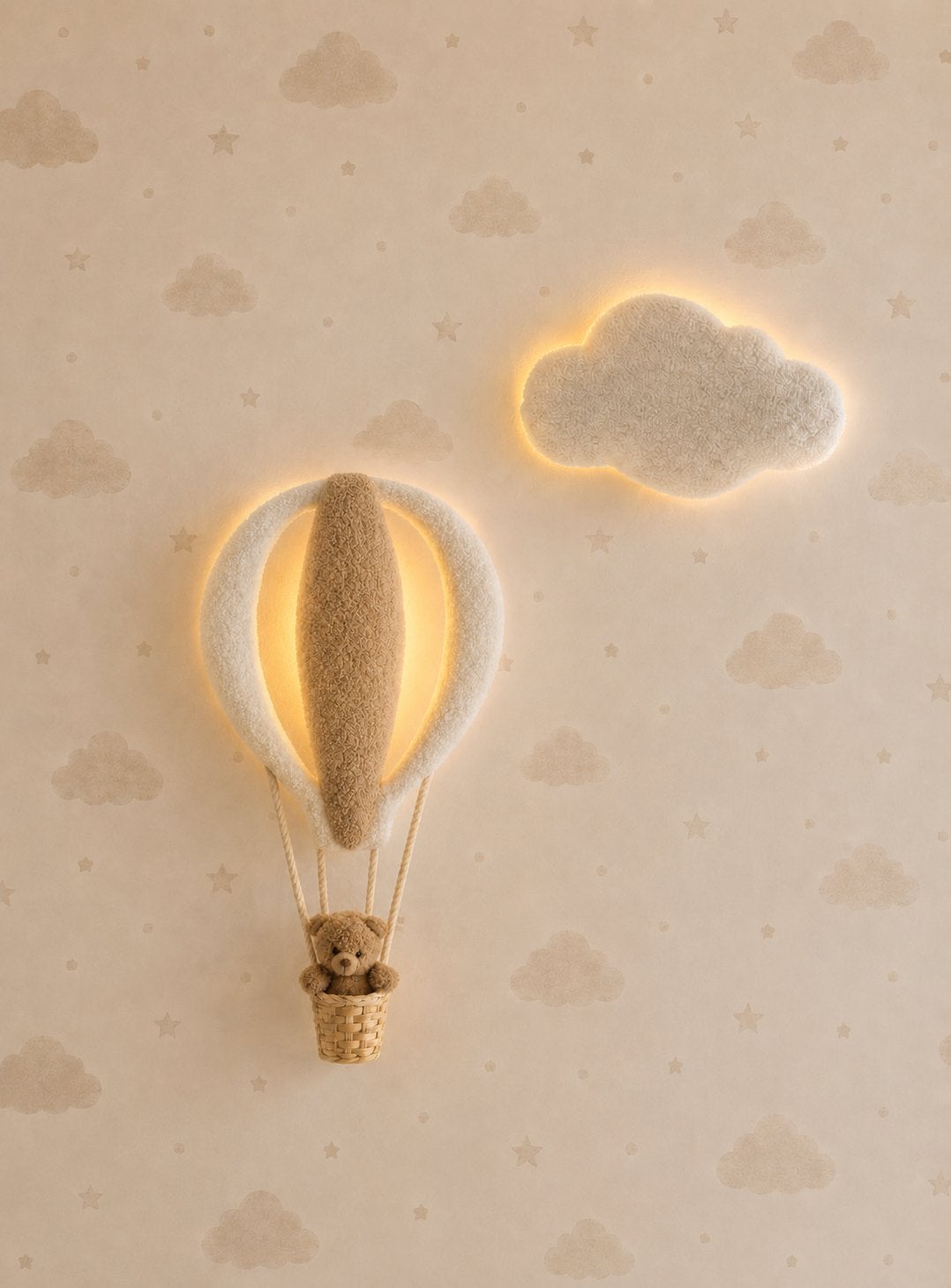 Dreamlight wandlamp luchtballon + wolkje teddy wit, Draadloos, Nieuw, Ophalen of Verzenden, Wit