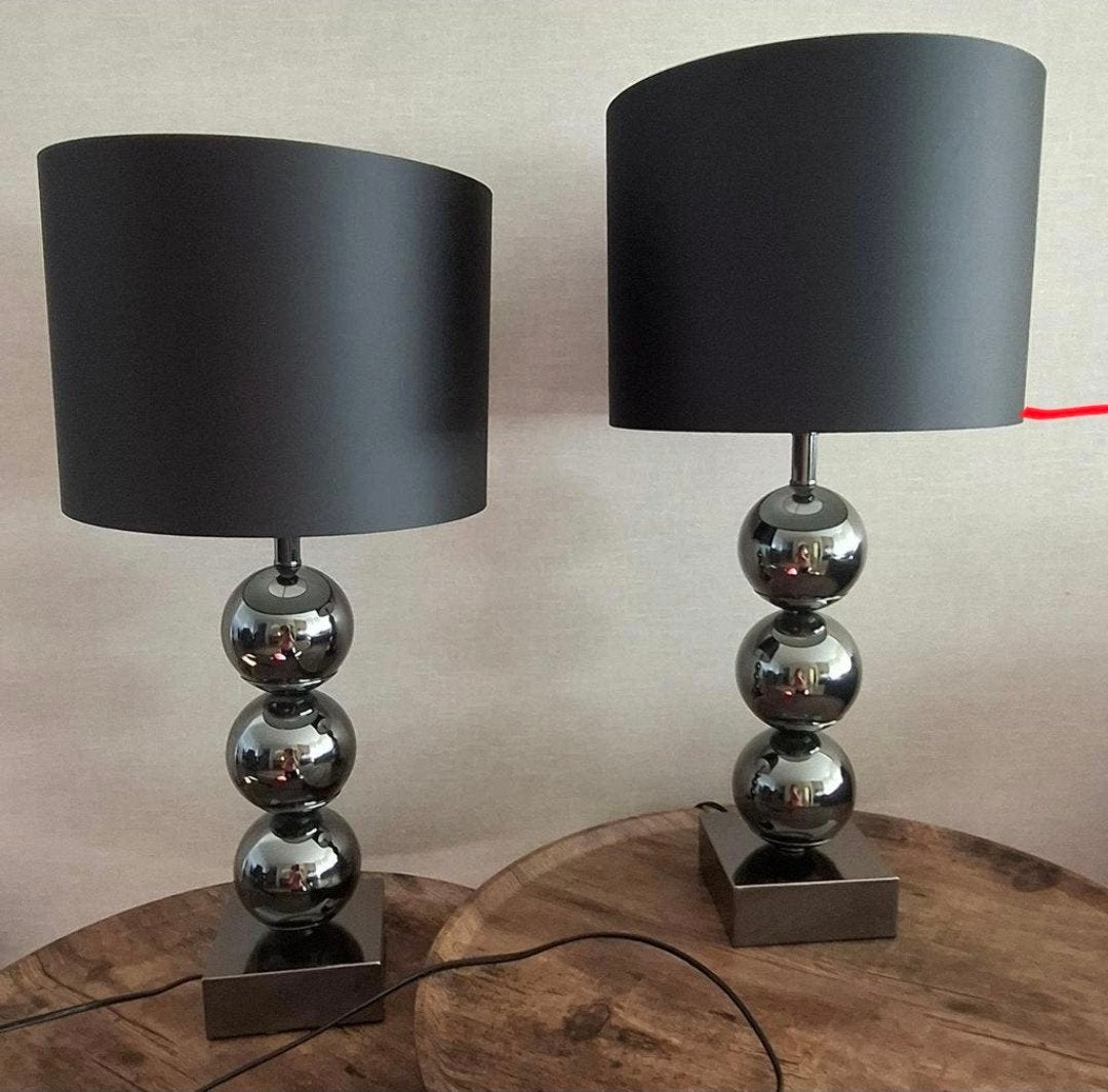 bollen tafellamp, Ophalen, Met kap, Zo goed als nieuw, Schemerlamp