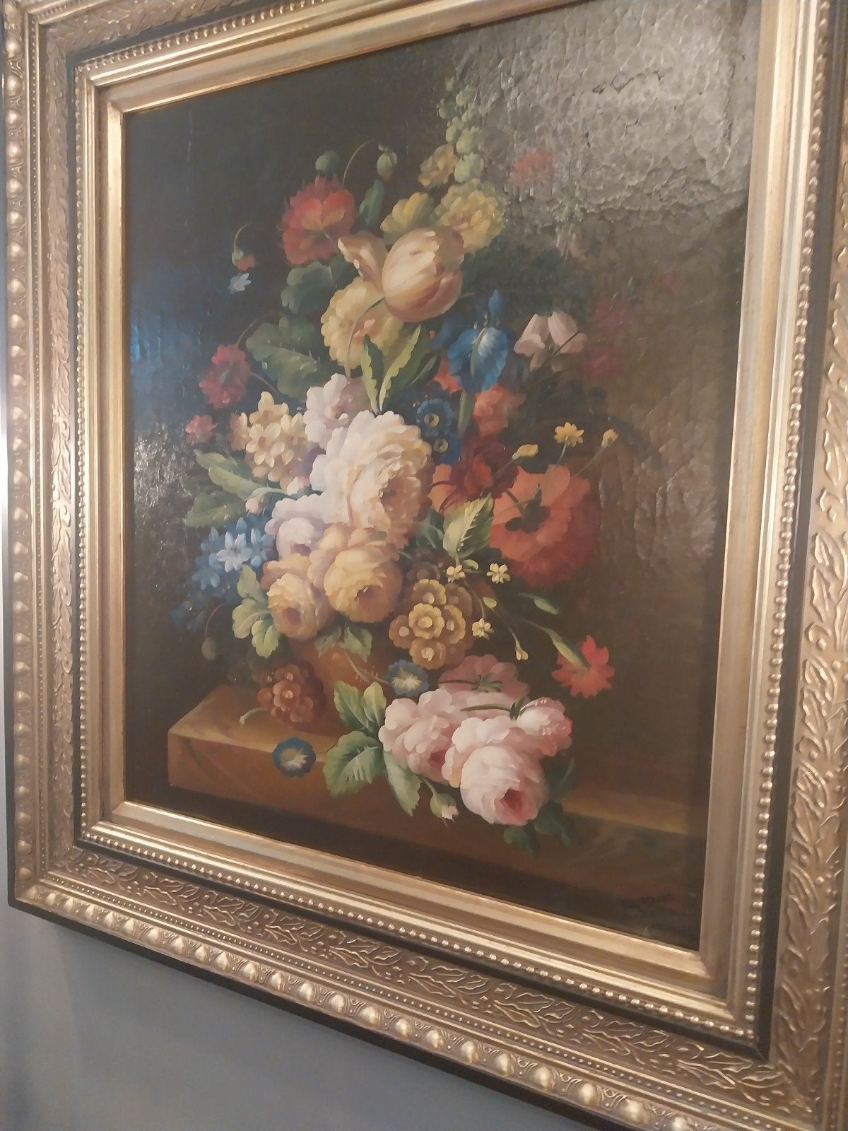 schilderij bloemen pracht., Antiek en Kunst, Ophalen of Verzenden