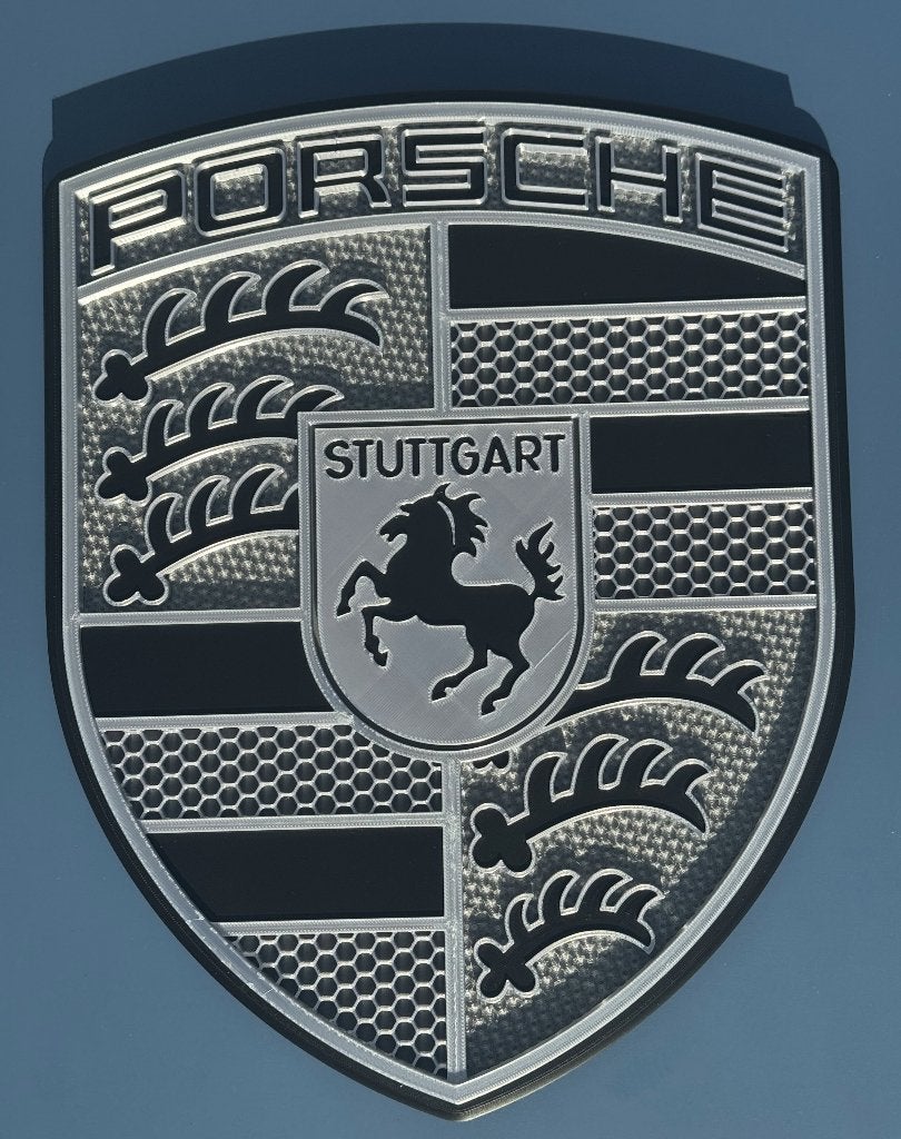 Groot Porsche logo shield Turbo Night 32cm voor aan de muur, Ophalen of Verzenden, Nieuw, Reclamebord