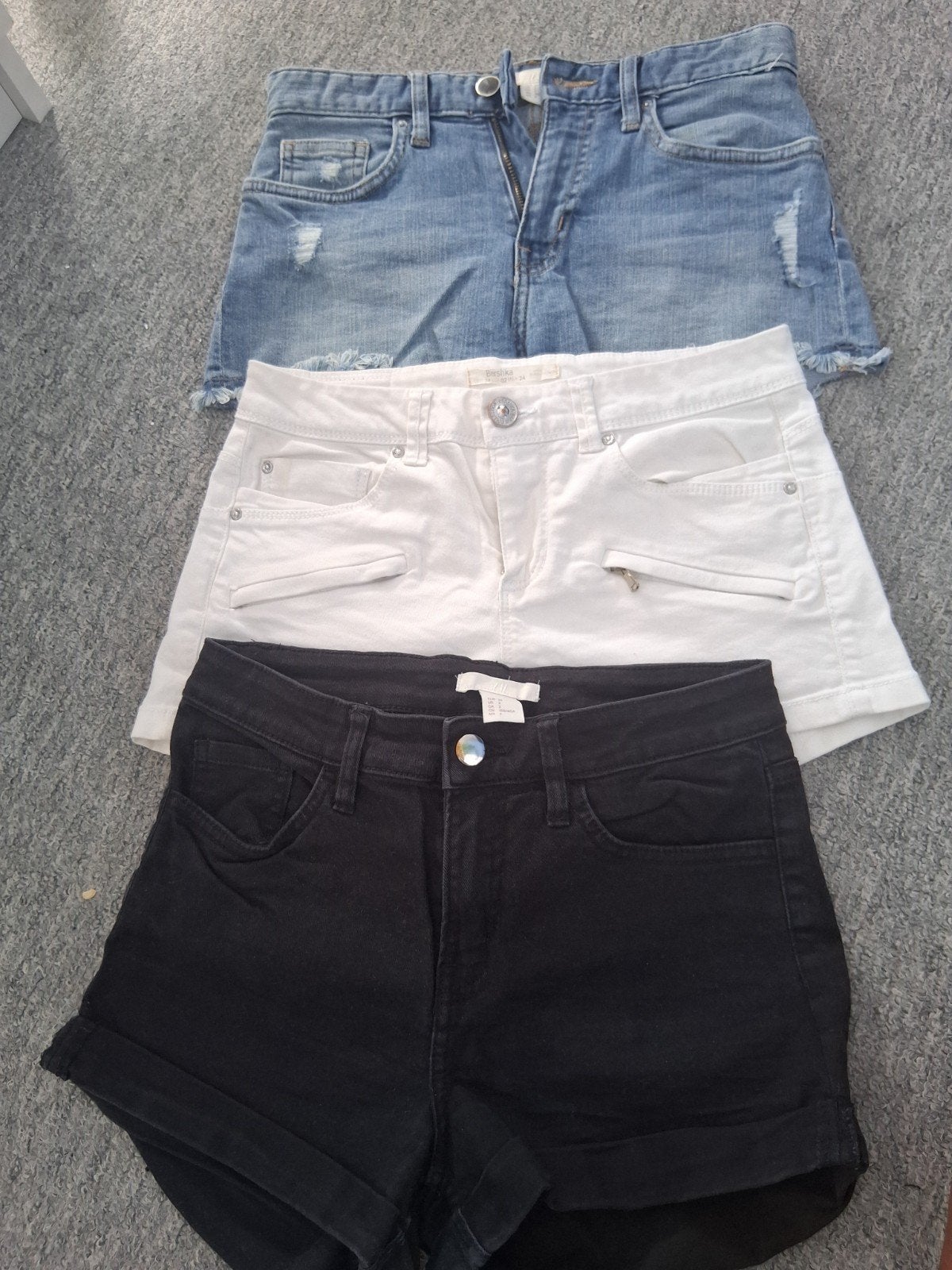 Set van 3 korte broeken: zwart, wit en denim, Kort, Meerkleurig, Ophalen of Verzenden, Maat 34 (XS) of kleiner