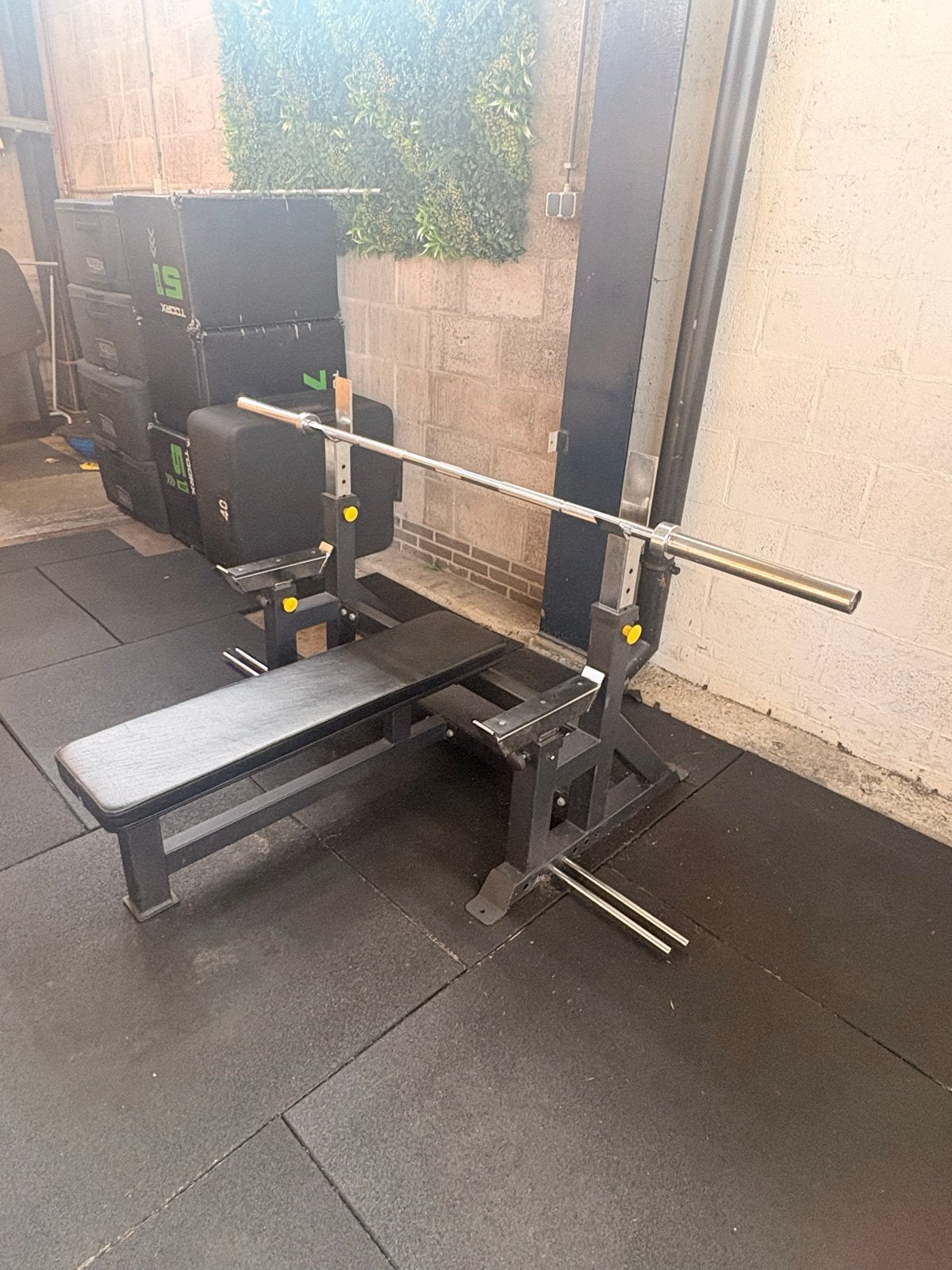 Bench press met halterstang - Ophalen 1 september, Gebruikt, Krachtstation, Borst, Ophalen of Verzenden