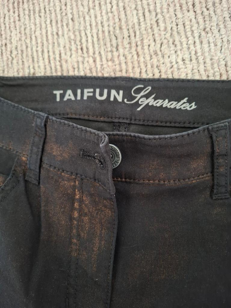 Taifun Signature coated broek zwart/brons maat 38, Kleding | Dames, Maat 38/40 (M), Zwart, Ophalen of Verzenden, Zo goed als nieuw
