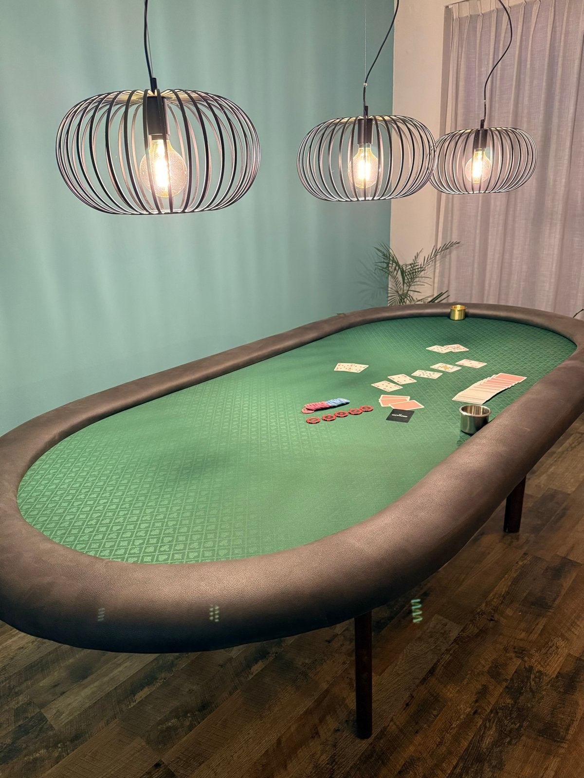 Handgemaakte pokertafel 10 spelers, ovaal blad 248 cm, Vijf spelers of meer, Ophalen, Zo goed als nieuw