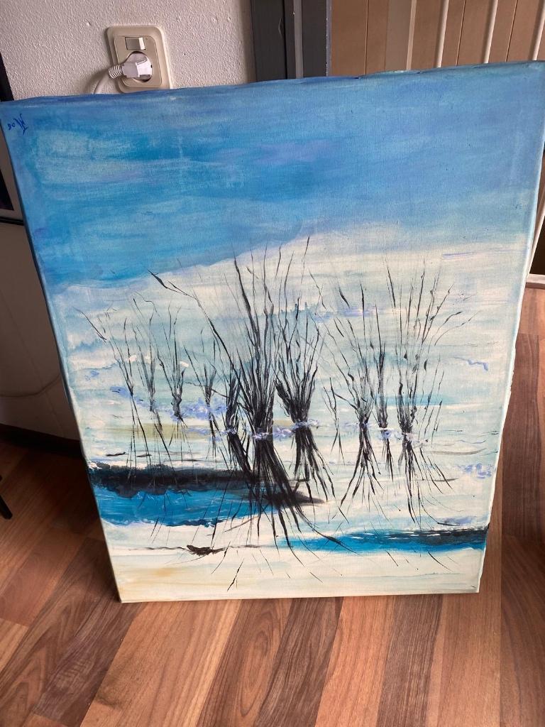 Blauw kunstwerk Marie Thérèse Crombach Slangen, Ophalen of Verzenden