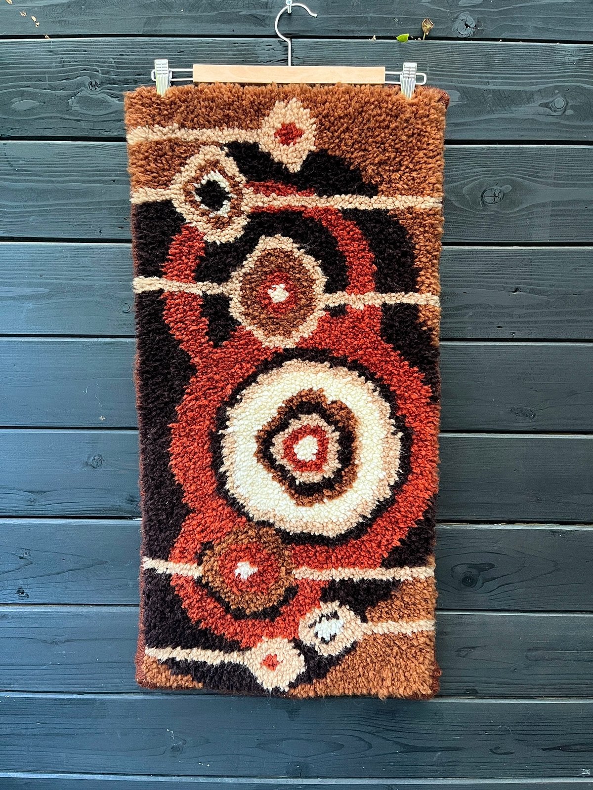 Vintage Smyrna-wandkleed 41x81cm bruintinten, Ophalen of Verzenden