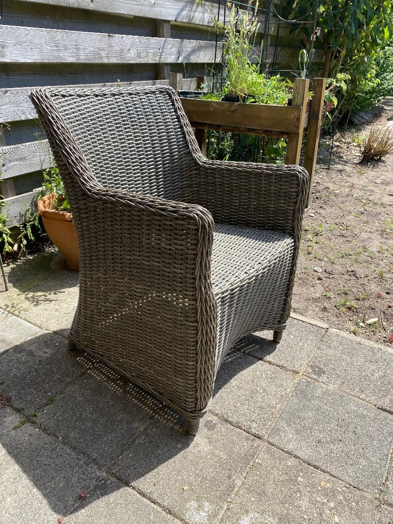 4 Grey Outdoor Rattan Chairs, Ophalen, Gebruikt, Riet of Rotan, Vier