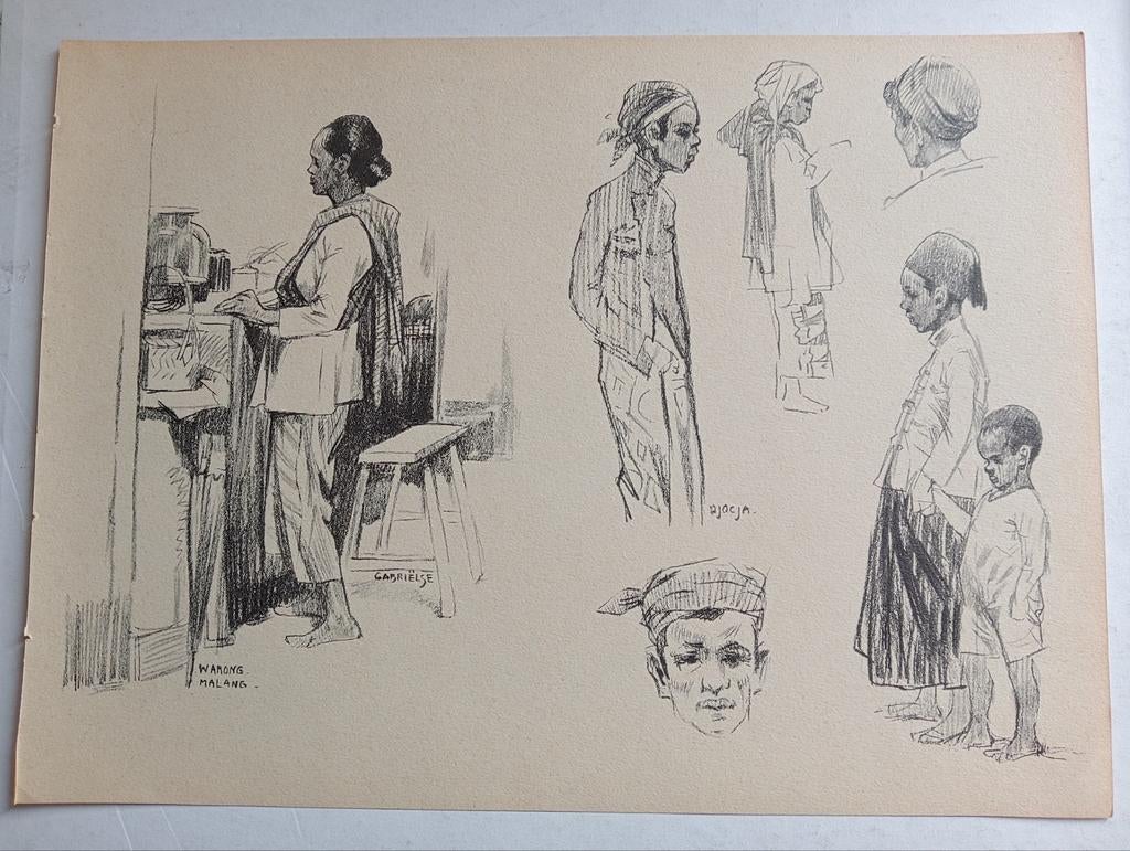 Gabrielse prent Nederlands Indië Indonesië, Ophalen of Verzenden, Voor 1940, Gebruikt, Overige onderwerpen
