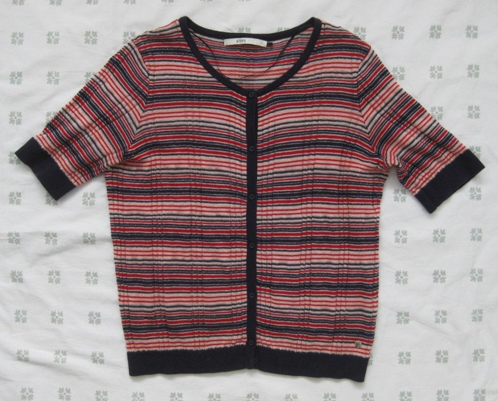 Steps top, vest, rood blauw streep, maat L 40,, Kleding | Dames, Truien en Vesten, Maat 38/40 (M), Meerkleurig, Ophalen of Verzenden