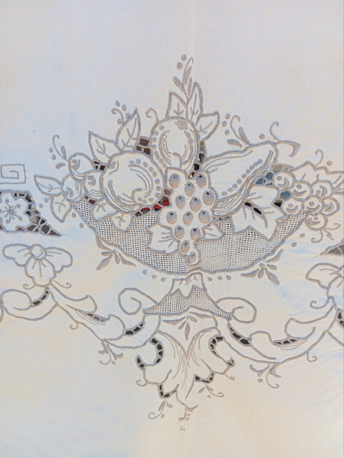 Uniek antiek Frans Richelieu tafellaken groot., Ophalen of Verzenden