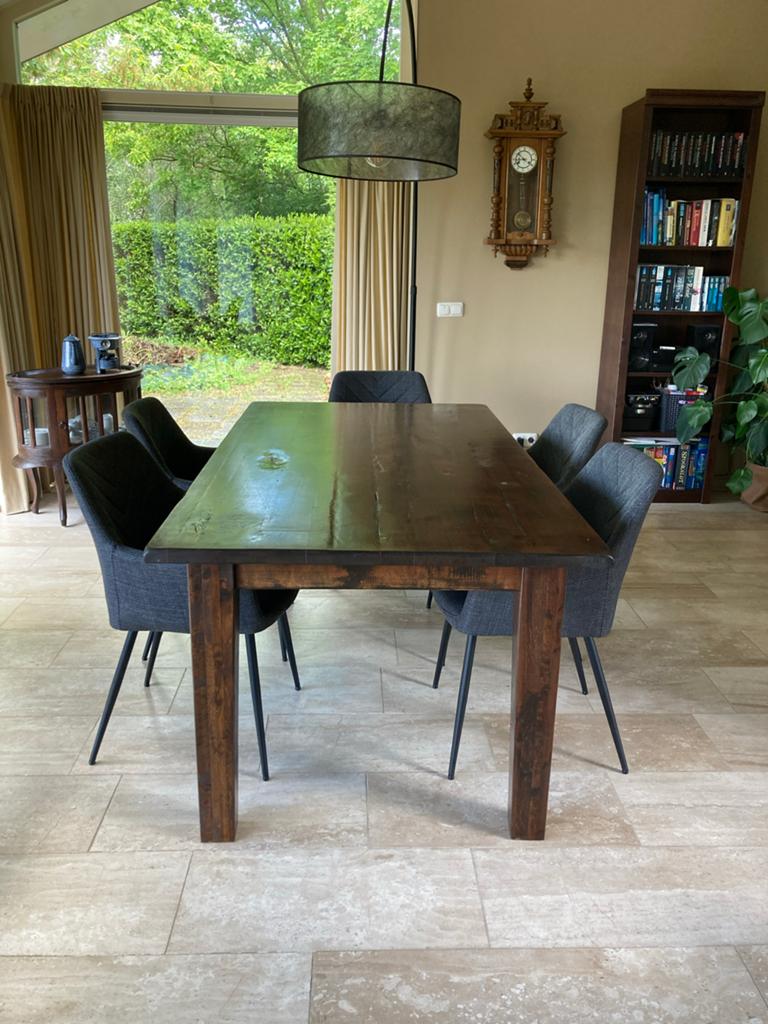 Stevige koloniale hardhouten eettafel - 180x96 cm, Ophalen, Gebruikt, Koloniaal, 50 tot 100 cm