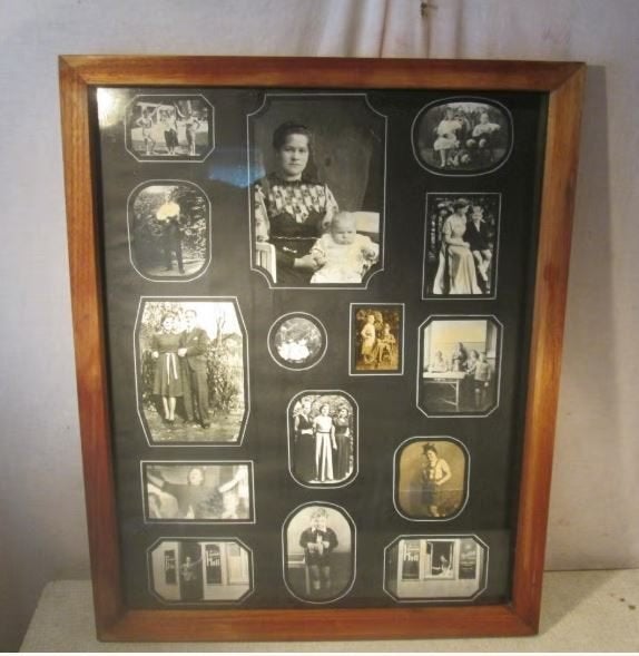Mooi Oude Houten Fotolijst met zwart-wit Fotos - 70x56, Hout, Met glas, Standaard fotolijst, Ophalen of Verzenden